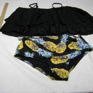 Womens 2XL 2pc. Off Shoulder Ruffled Swimsuit